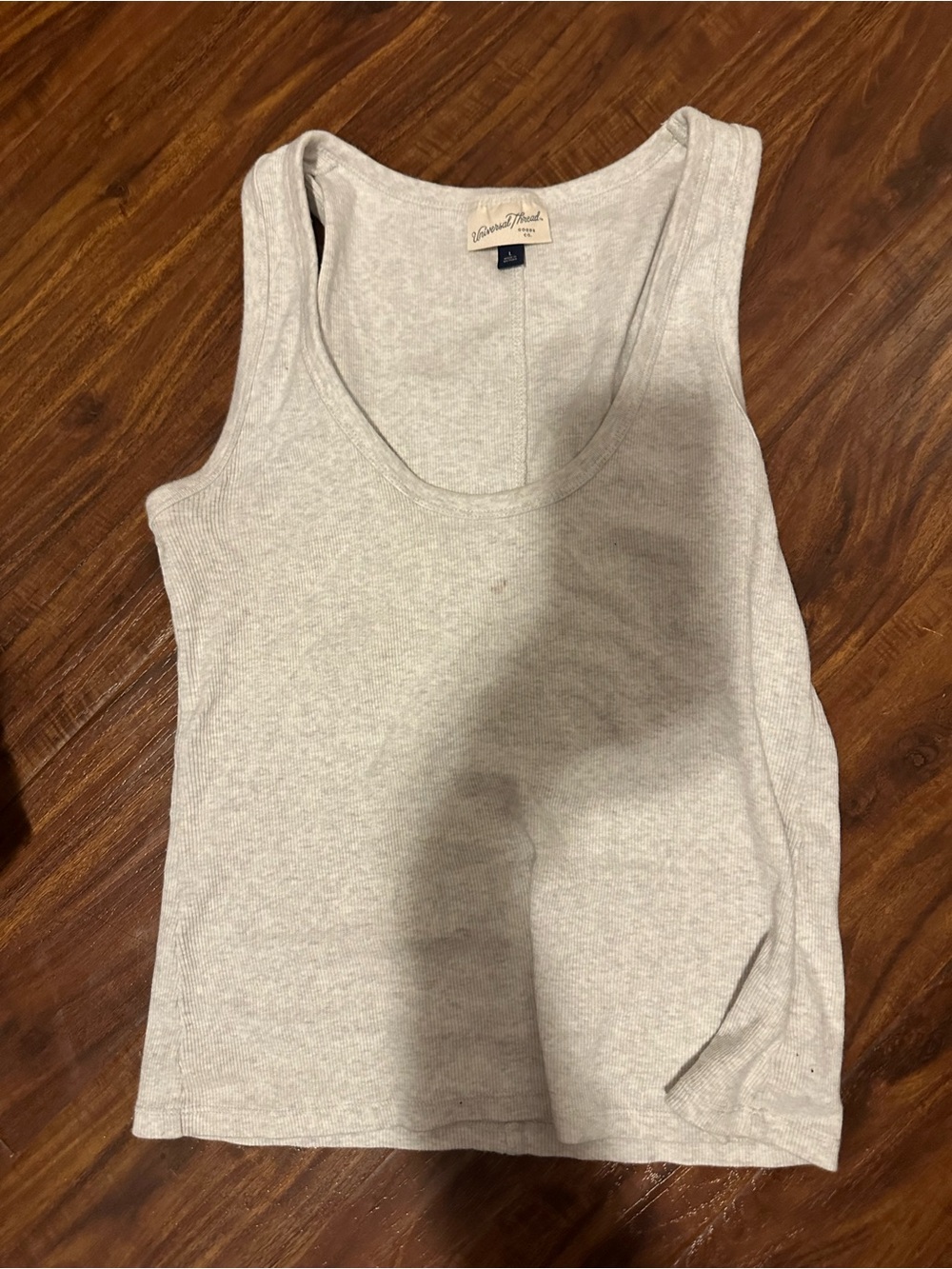 Universal Thread Light Gray Ribbed Scoop Neck Tank